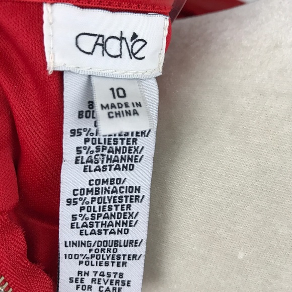 Vintage Cache Strapless Red 10 Ribboned Mini Cocktail Dress - Picture 5 of 6